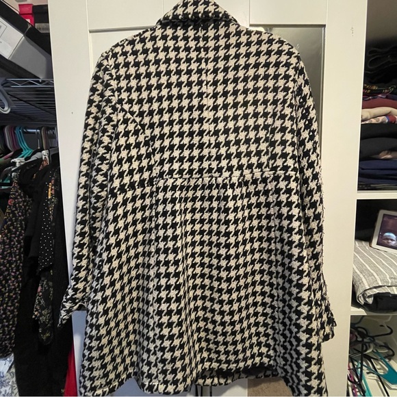 Black and White Houndstooth Pea Coat - Picture 2 of 5